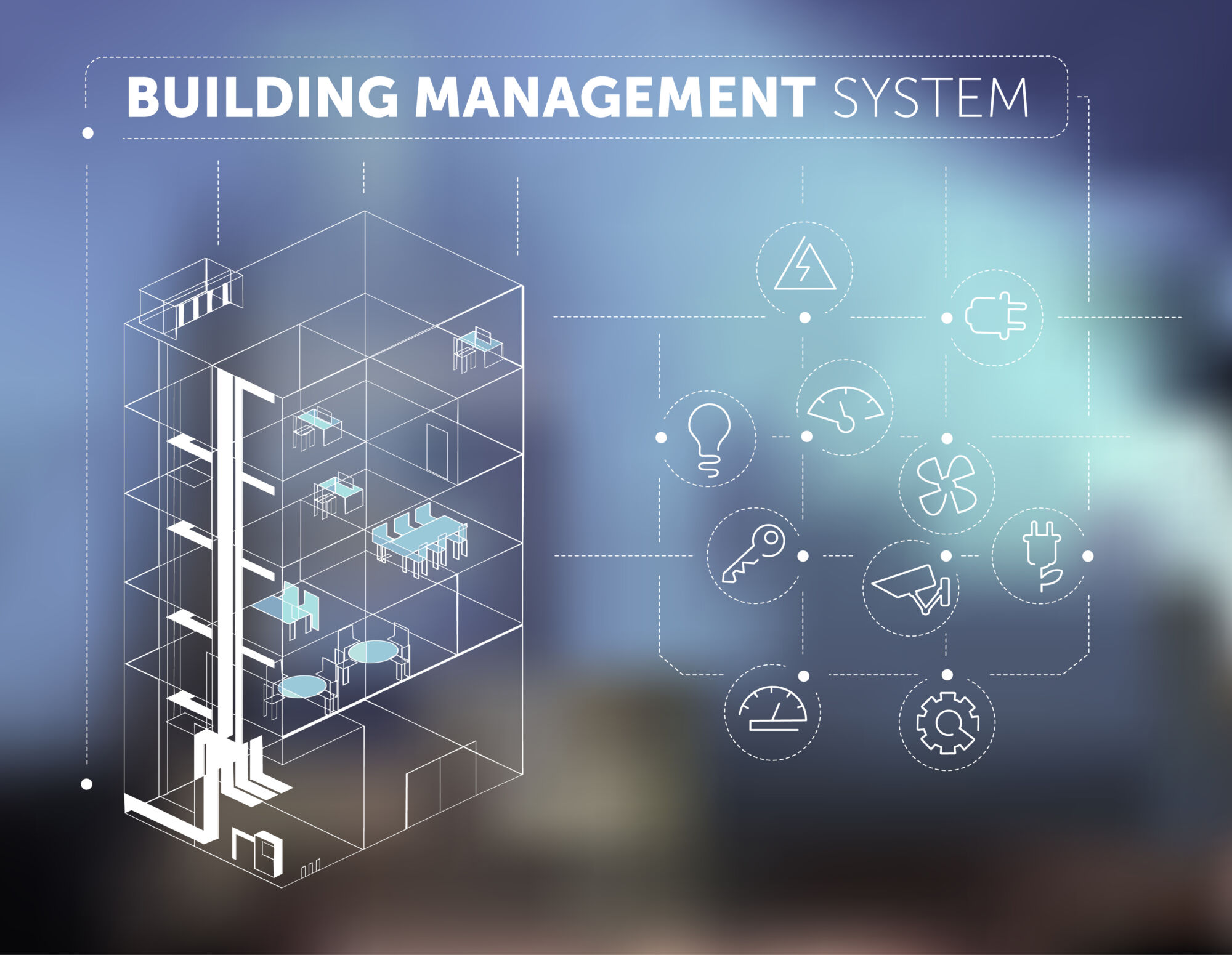 Building Management System Concept on Blurred Background Automazione e Regolazione Energetica di una Residenza Sanitaria Assistenziale